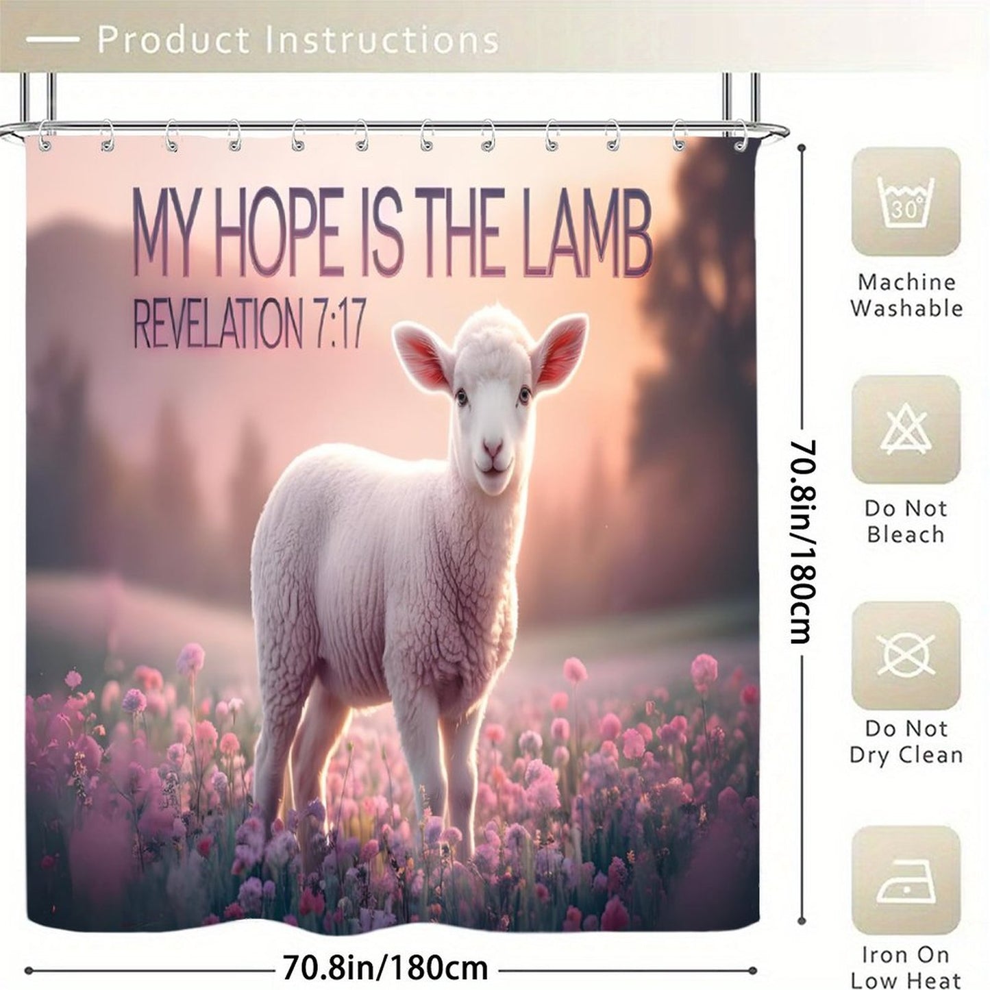 My Hope Is In The Lamb Christian Waterproof Shower Curtain