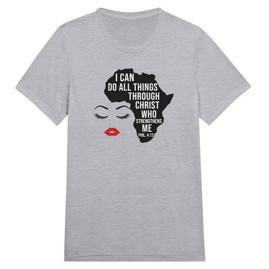 I Can Do (FACE OF AFRICA) WOMEN'S CHRISTIAN Crewneck T-shirt - ClaimedbyGodDesigns