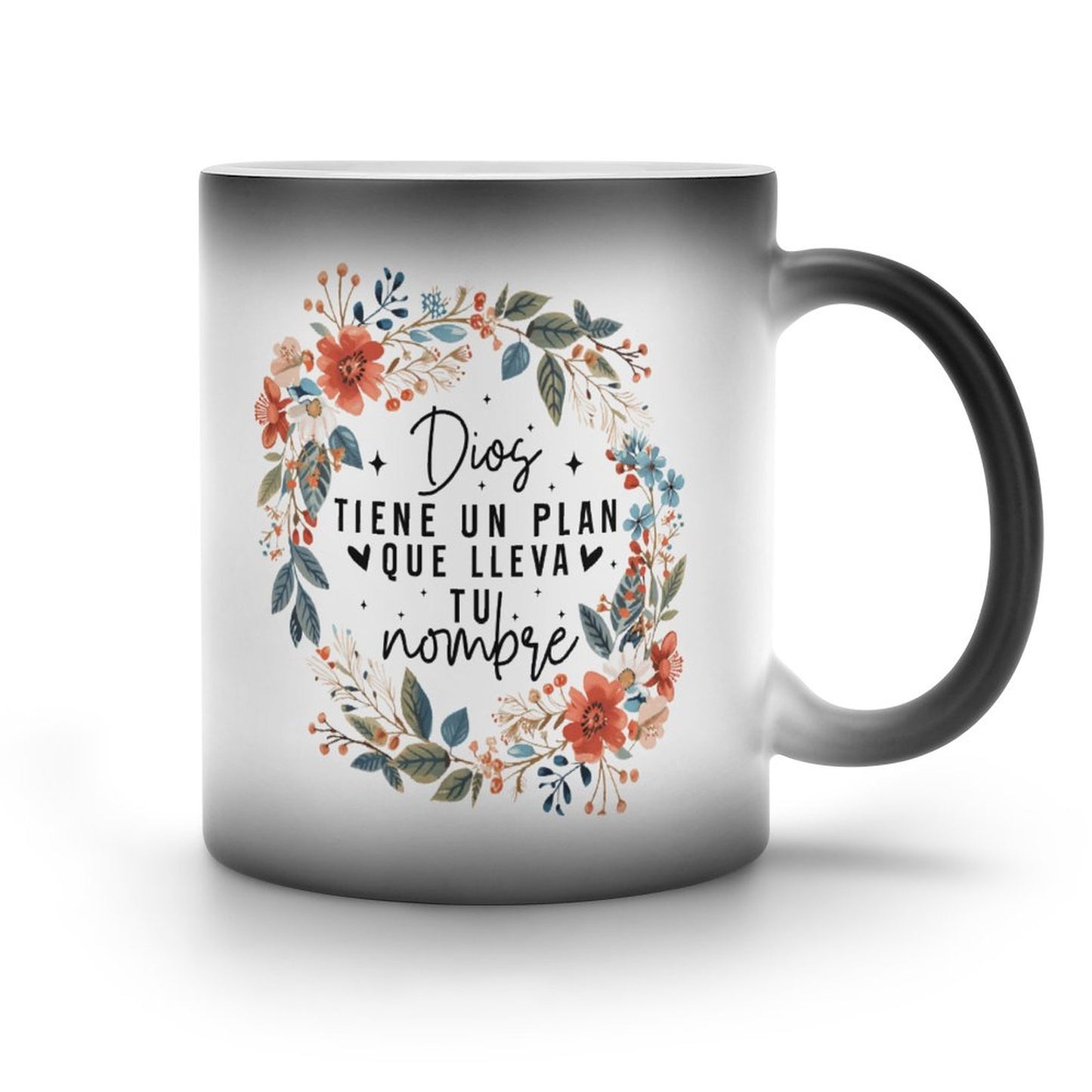 Dios Tiene Un Plan Que LLeva Tu Nombre Spanish Christian Color Changing Mug (Dual-sided)