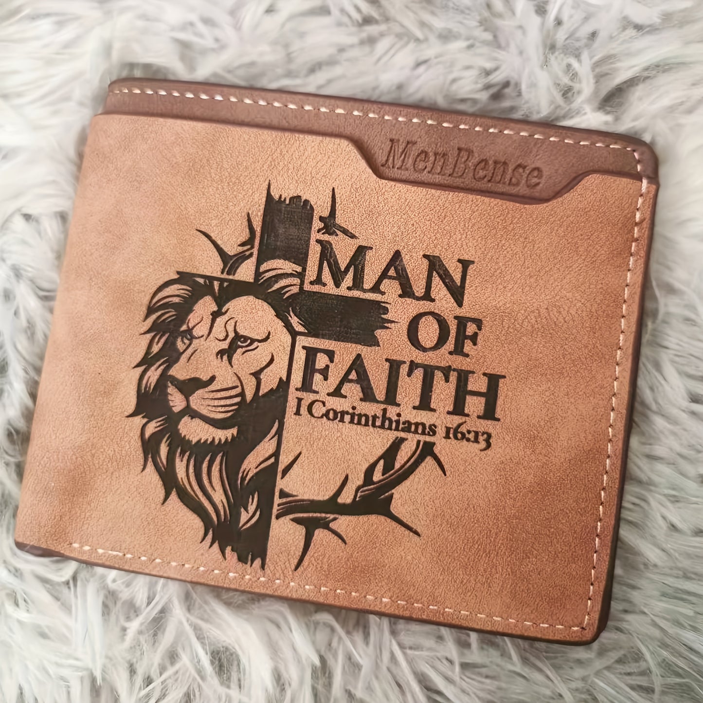 Man Of Faith Men's Lion Pattern Christian Wallet claimedbygoddesigns