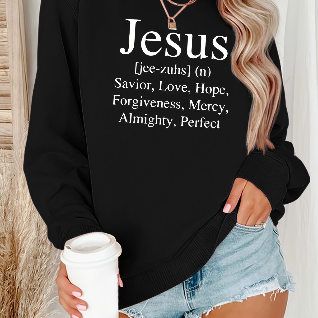Jesus Defined Women's Christian Pullover Sweatshirt claimedbygoddesigns