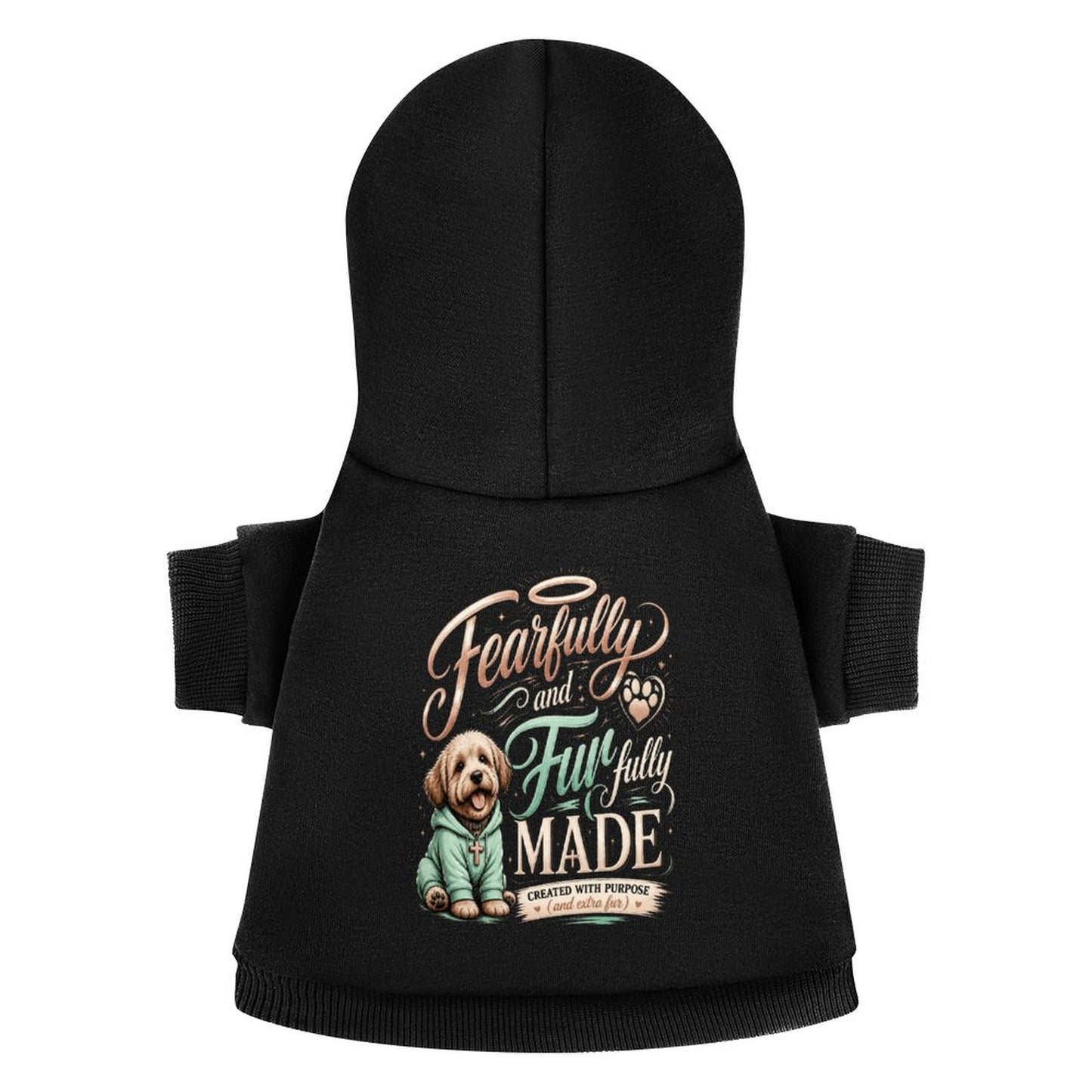 Fearfully and Furfully Made Christian Pet Hooded Pullover Sweatshirt Dog Hoodie Warm, Soft & Breathable - ClaimedbyGodDesigns