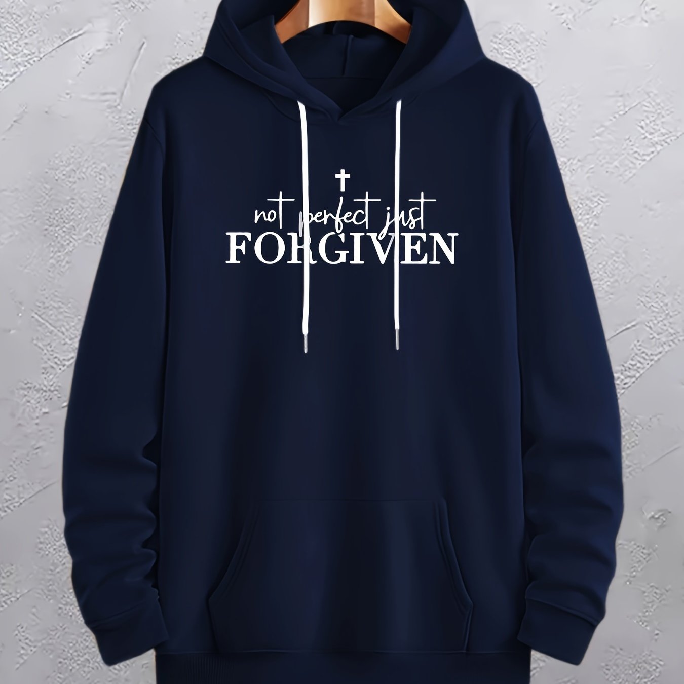 Not Perfect Just Forgiven Plus Size Men's Christian Pullover Hooded Sweatshirt claimedbygoddesigns