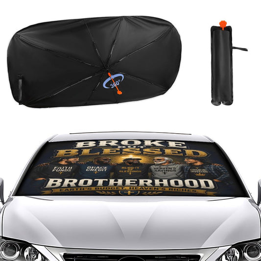 Broke But Blessed Brotherhood — Funny Christian Car Sunshade Umbrella