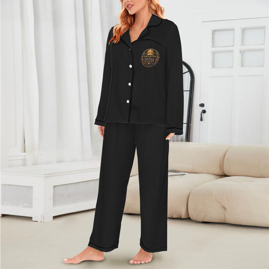Daughter Of Divine Royalty Women's Christian Silk Pajamas Women's Long Sleeve Satin Pajama Set - ClaimedbyGodDesigns