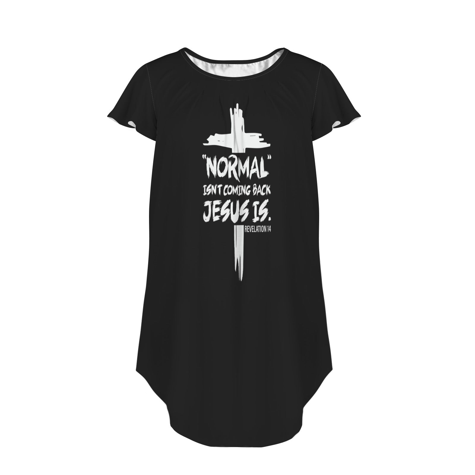 Normal Isn't Coming Back Jesus Is Christian Women's Flared Sleeves Pleated Pocket Pajma Nightdress