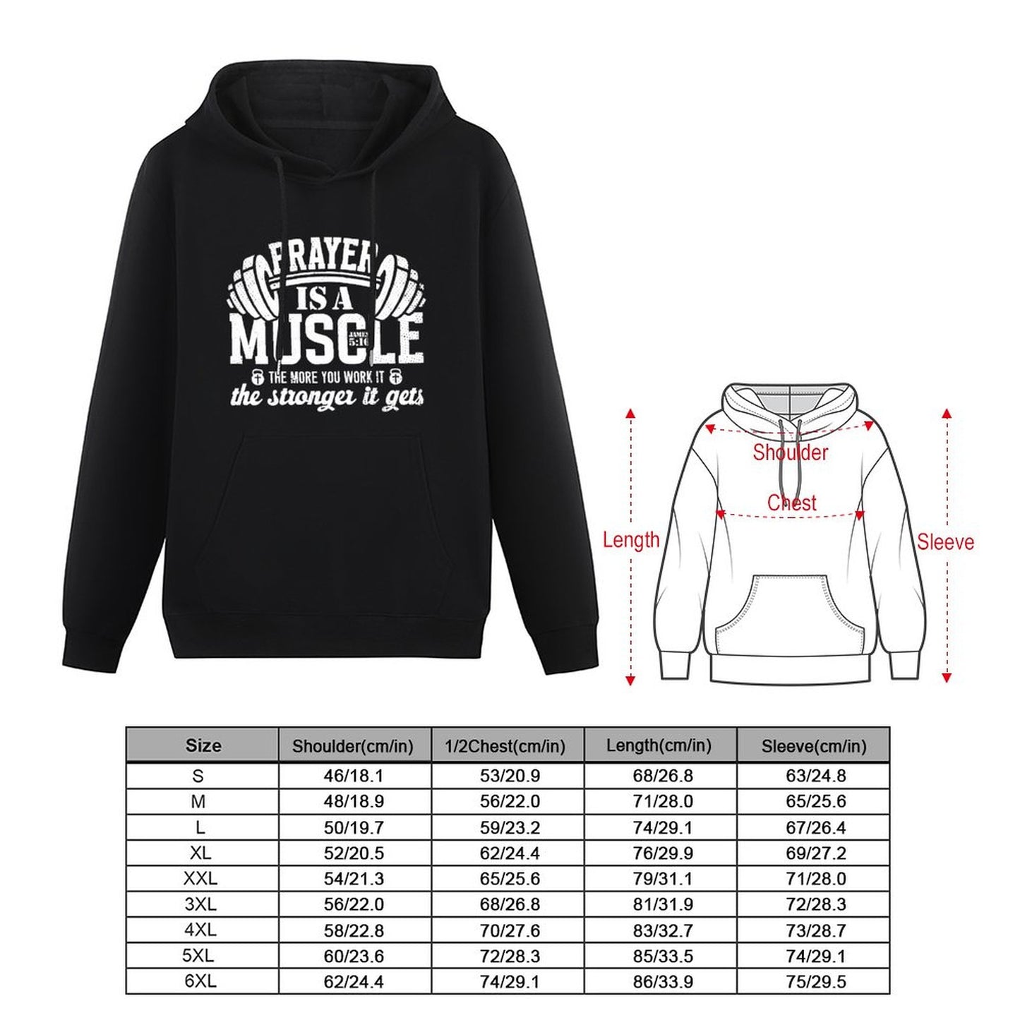 Prayer Is A Muscle Men's Christian Pullover Hooded Sweatshirt