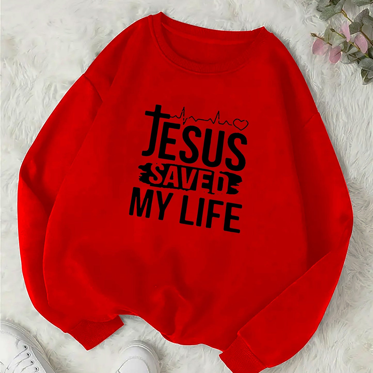 Jesus Saved My Life Youth Christian Pullover Sweatshirt claimedbygoddesigns