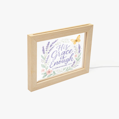 His Grace Is Enough Christian Wooden Framed Acrylic Ornament - ClaimedbyGodDesigns