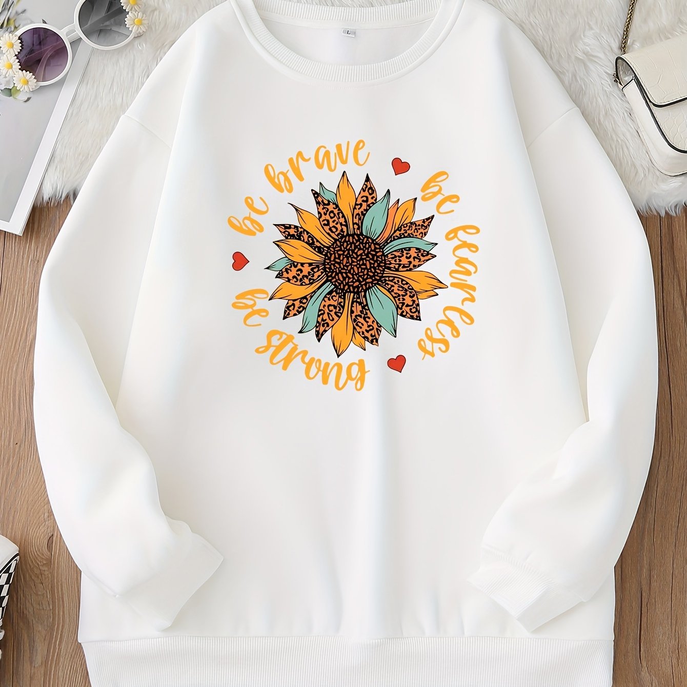 Be Brave Be Fearless Be Strong Women's Christian Pullover Sweatshirt claimedbygoddesigns