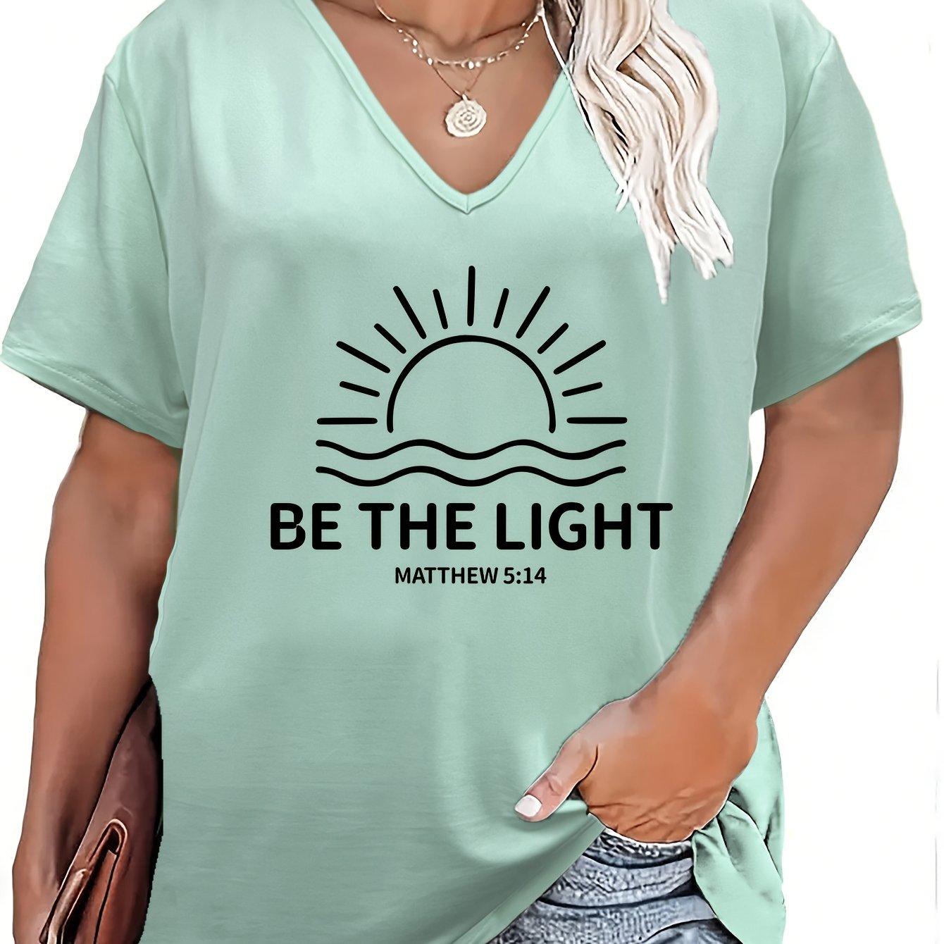 Be The Light Plus Size Women's Christian T-Shirt claimedbygoddesigns