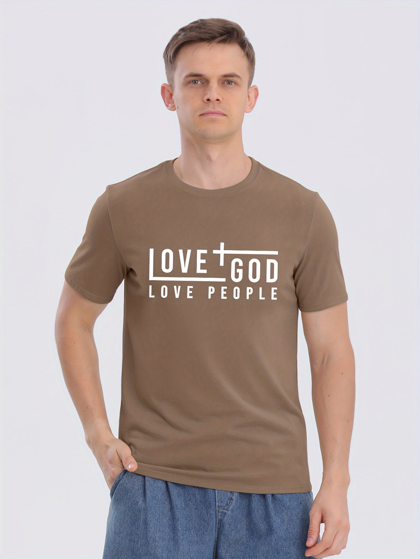 LOVE GOD LOVE PEOPLE Men's Christian T-shirt claimedbygoddesigns