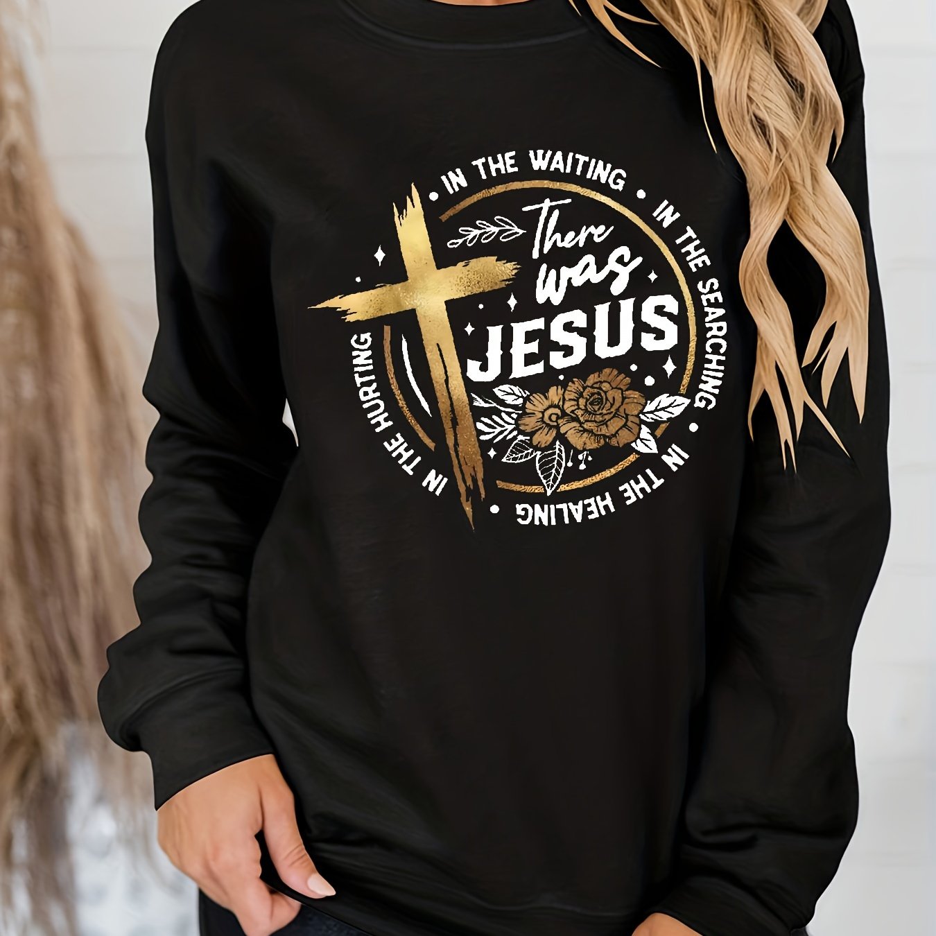 There Was Jesus Plus Size Women's Christian Pullover Sweatshirt claimedbygoddesigns