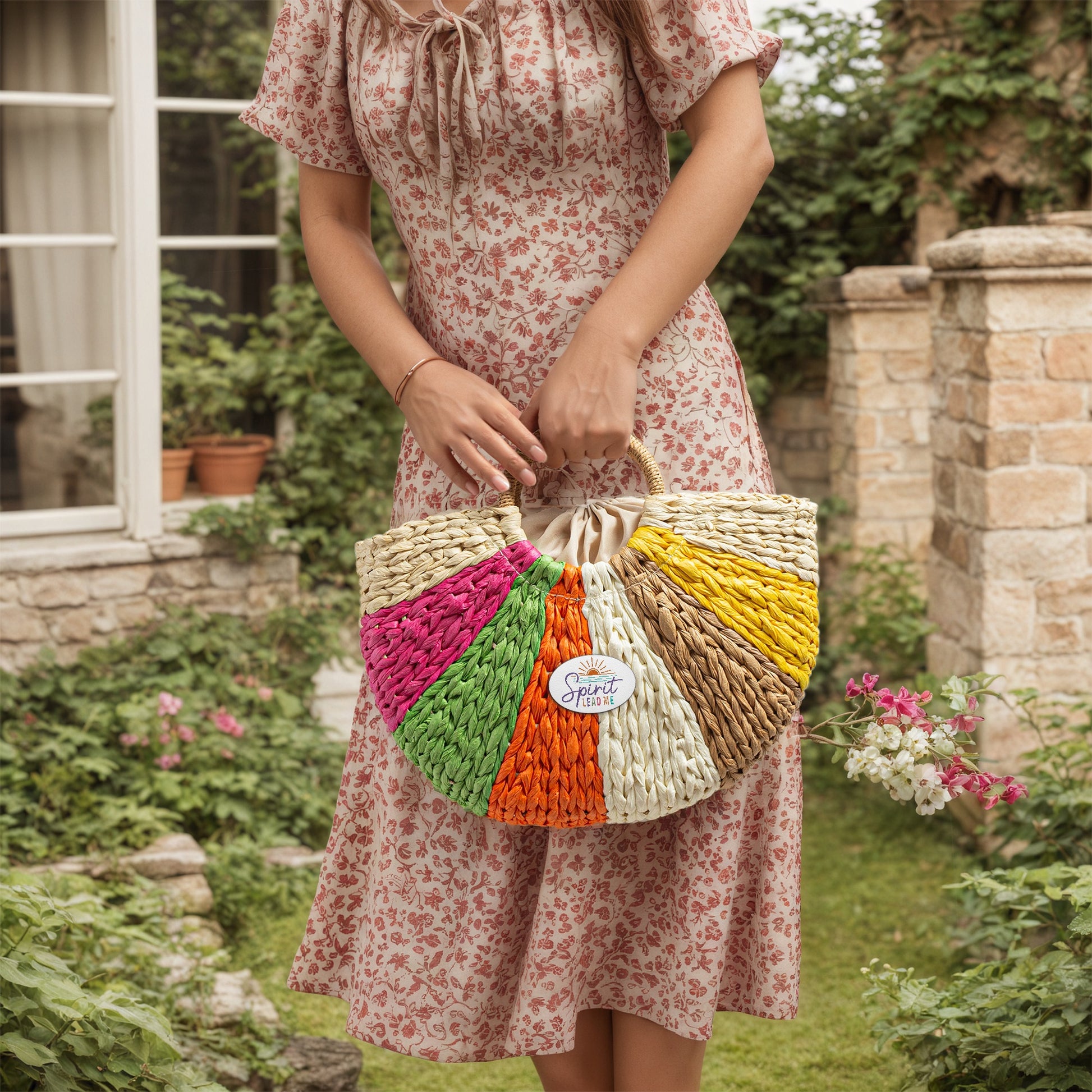 Spirit Lead Me Christian Straw Rainbow Handbag - ClaimedbyGodDesigns