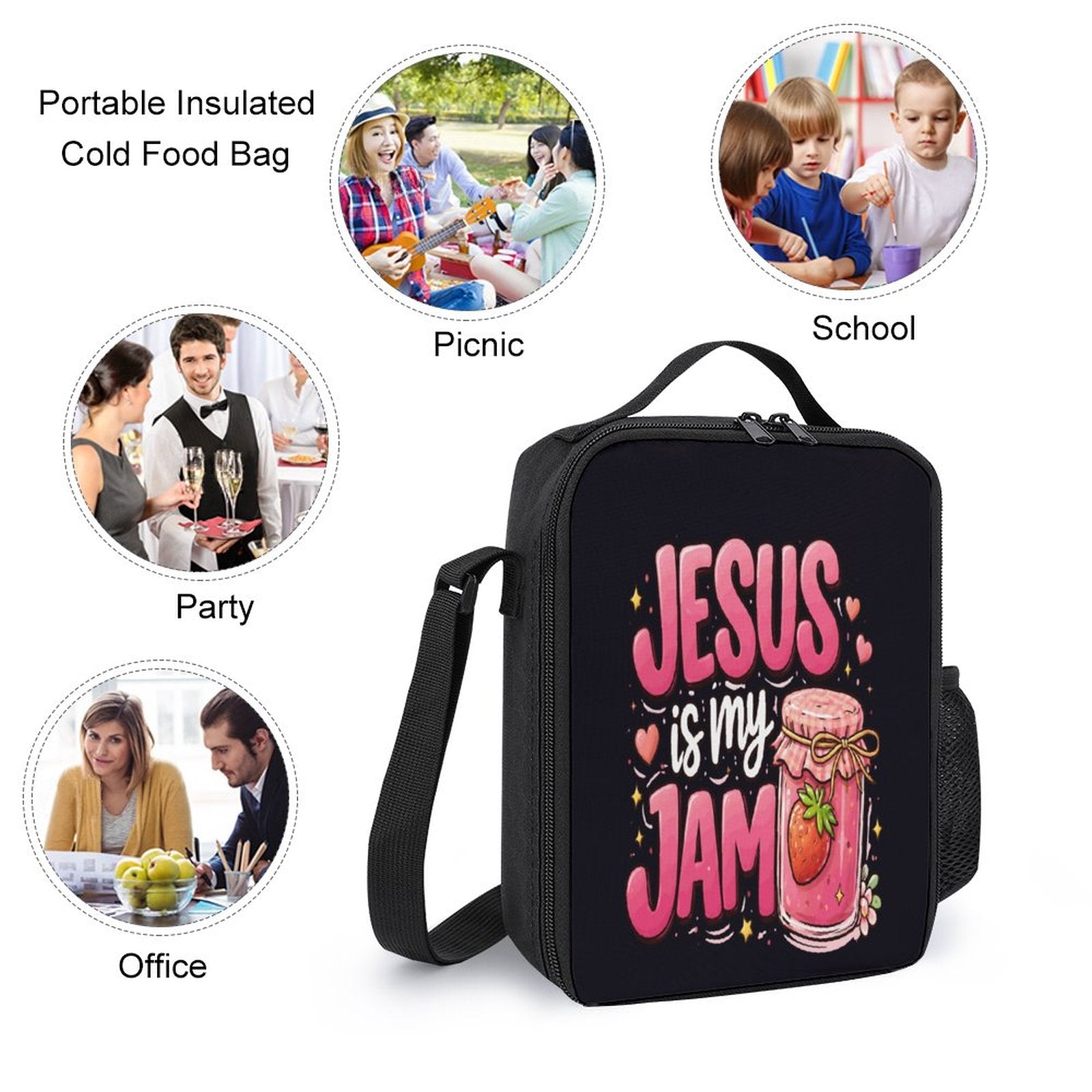 Jesus Is My Jam Christian 3 PCS Bag Set (Backpack, Lunch Bag and Pencil Case) - ClaimedbyGodDesigns