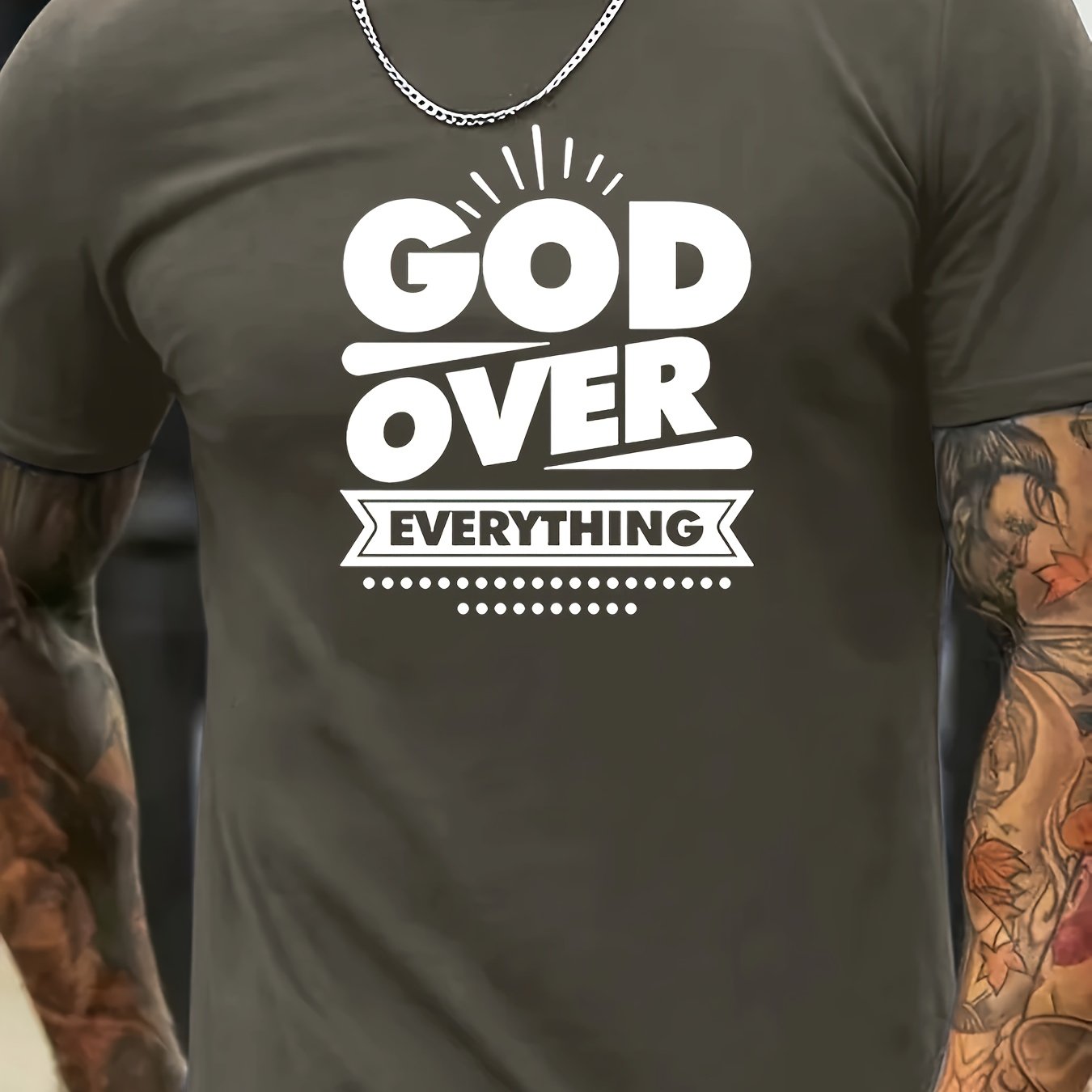 GOD OVER EVERYTHING Men's Christian T-shirt claimedbygoddesigns