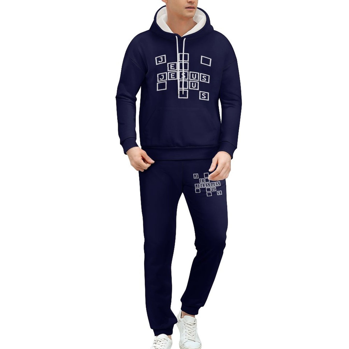 Jesus Men's Christian Casual Outfit Cotton Hoodie & Joggers Set