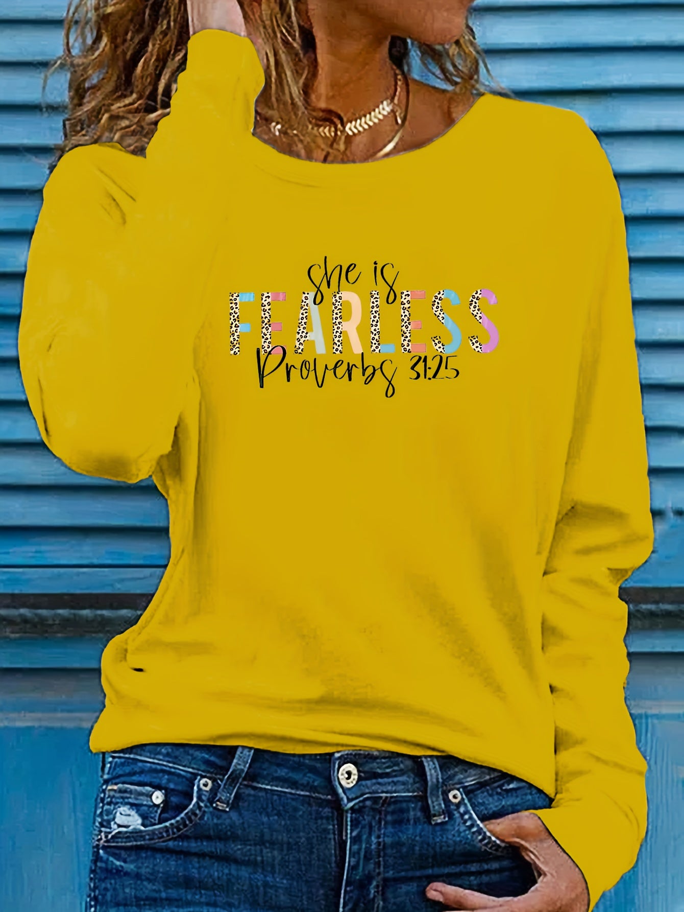 Proverbs 31:25 She Is Fearless Women's Christian Pullover Sweatshirt claimedbygoddesigns