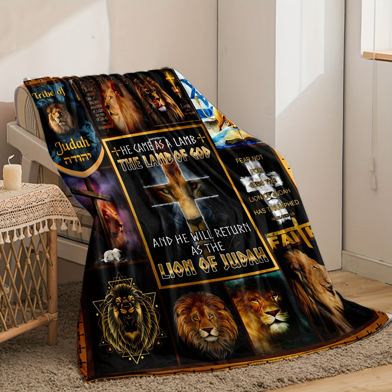 Lion Of Judah Christian Flannel Blanket claimedbygoddesigns