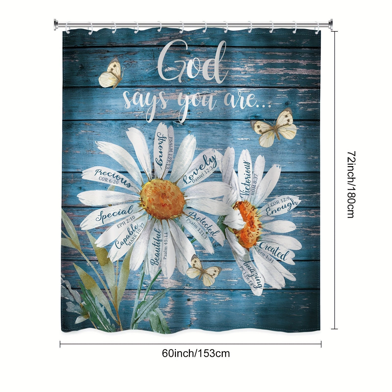 God Says You Are (butterfly) Christian Shower Curtain -with 12 Hooks claimedbygoddesigns