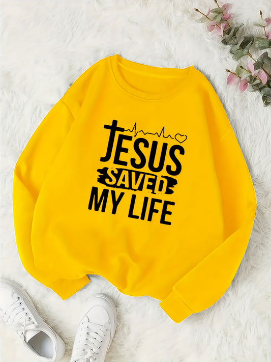 Jesus Saved My Life Youth Christian Pullover Sweatshirt claimedbygoddesigns