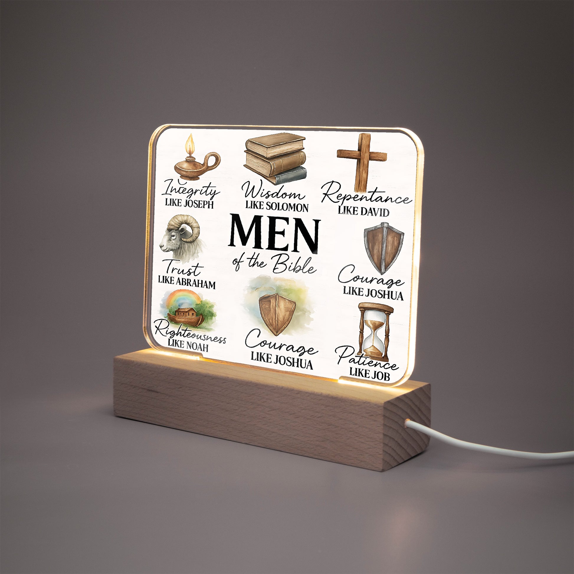 Men Of The Bible Christian Acrylic Plaque with Stand - Rectangle - ClaimedbyGodDesigns