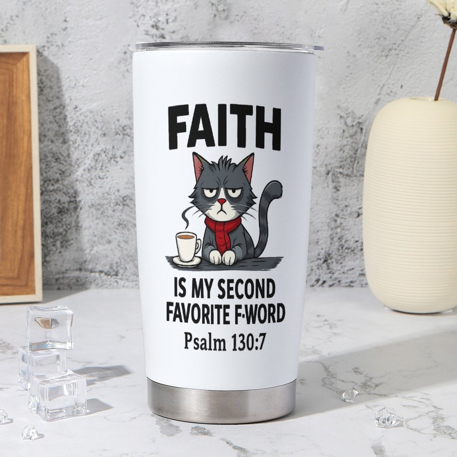Funny Faith 20oz Insulated Stainless Steel Tumbler with Lid - ClaimedbyGodDesigns