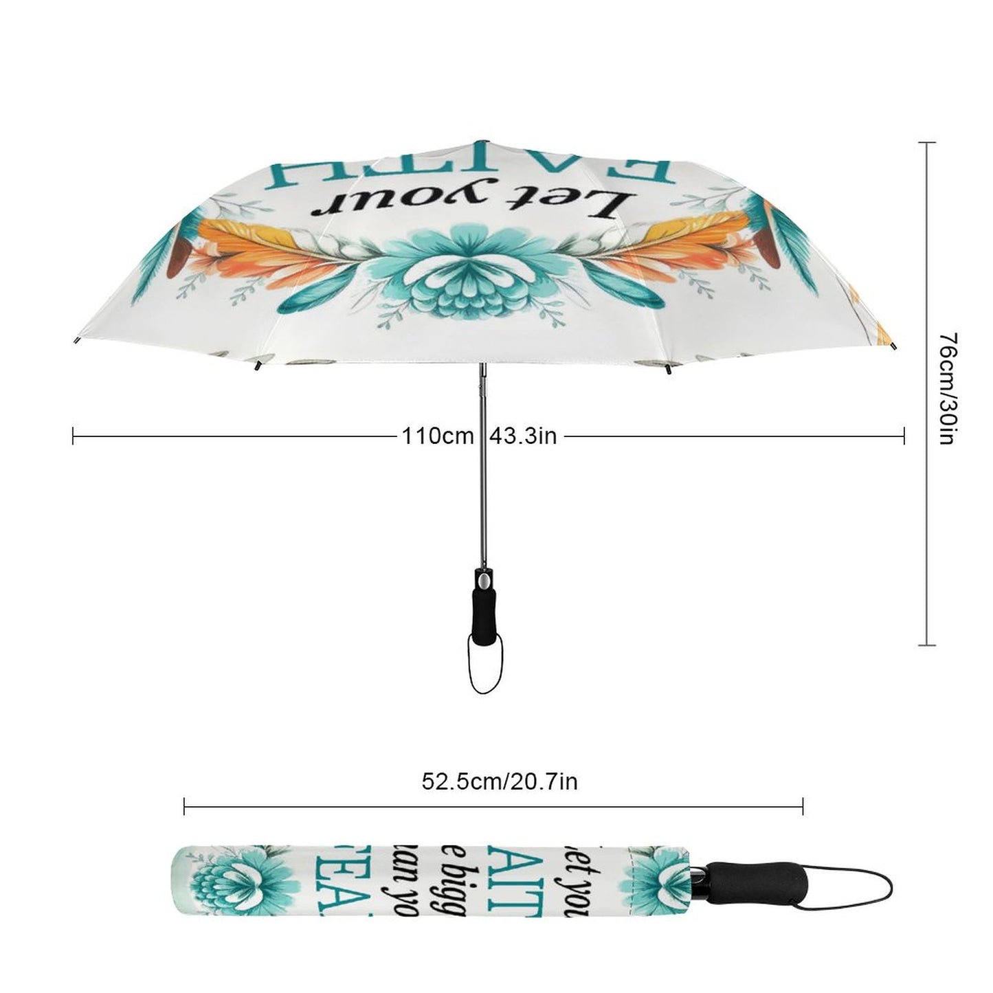 Let Your Faith Be Bigger Than Your Fear Christian 2-Fold Automatic Golf Umbrella