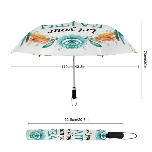 Let Your Faith Be Bigger Than Your Fear Christian 2-Fold Automatic Golf Umbrella