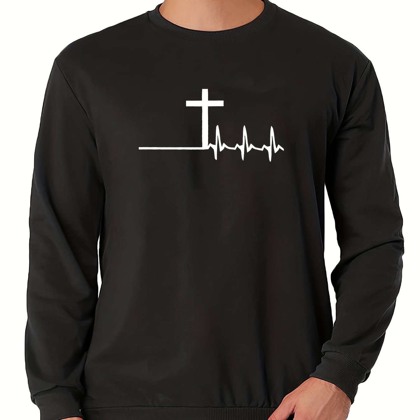 The Cross Is My Lifeline Plus Size Men's Christian Pullover Sweatshirt claimedbygoddesigns
