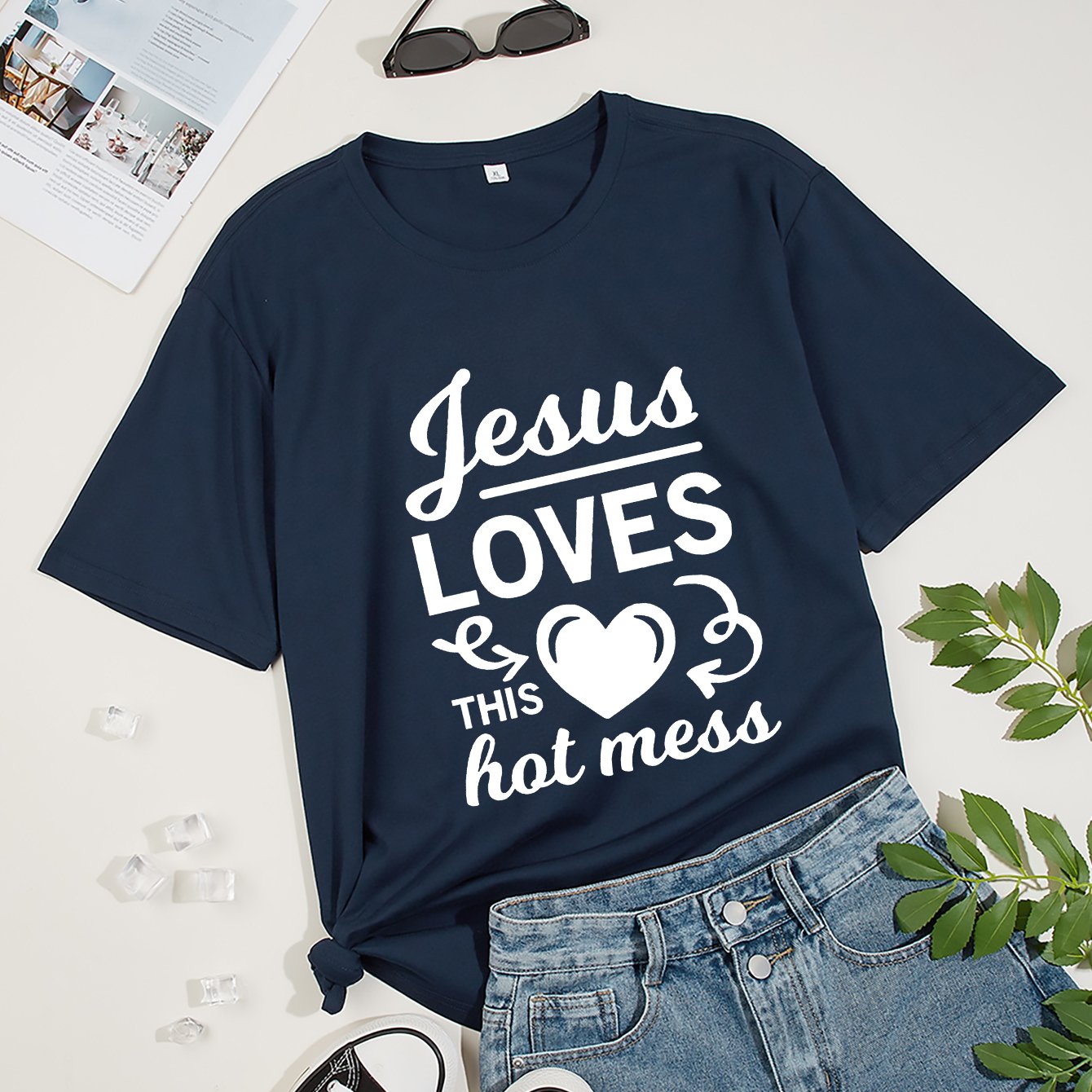 Jesus Loves This Hot Mess Women's Christian T-shirt claimedbygoddesigns