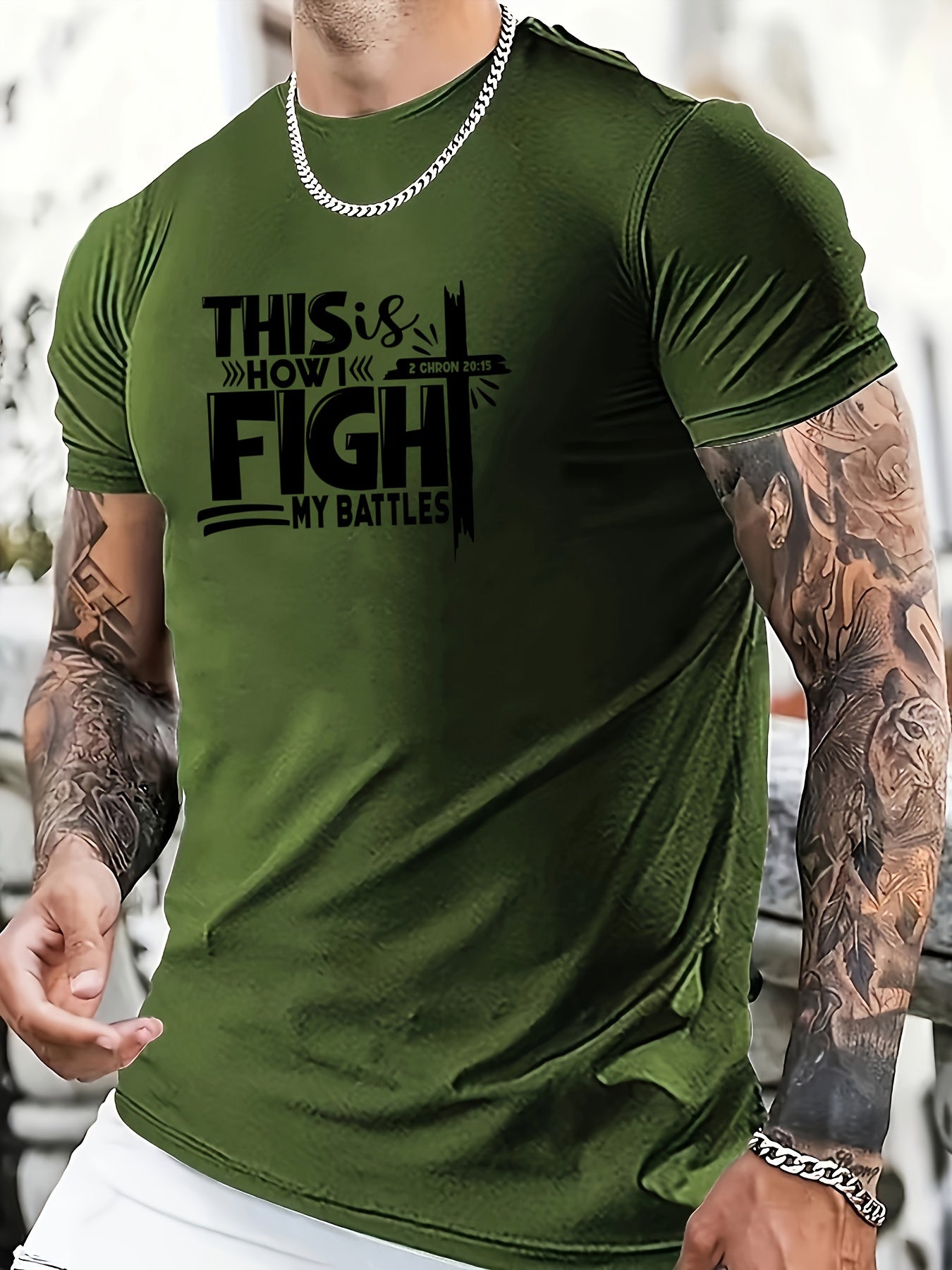 This Is How I Fight My Battles Plus Size Men's Christian T-shirt claimedbygoddesigns