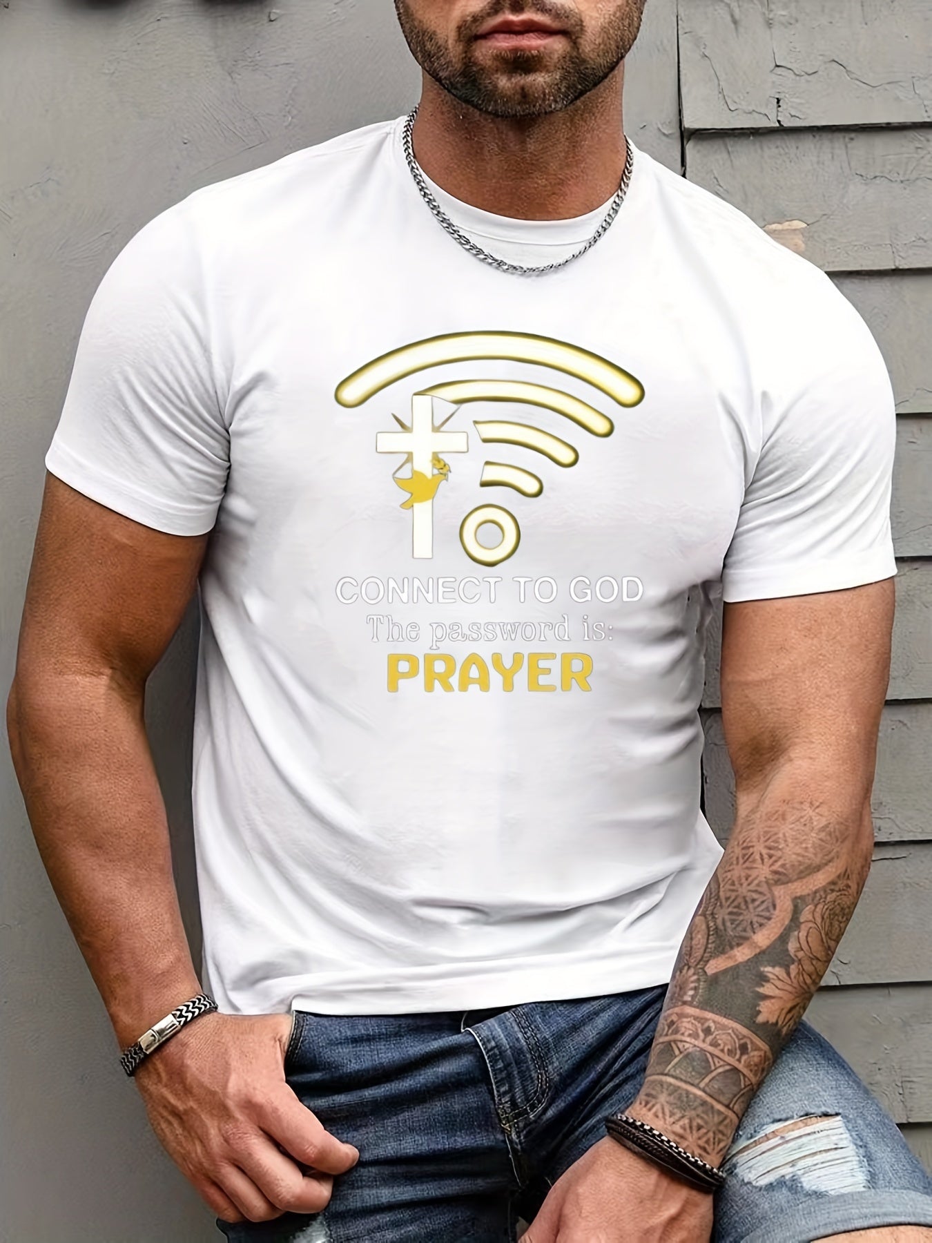 Connect To God The Password Is Prayer Men's Christian T-shirt claimedbygoddesigns