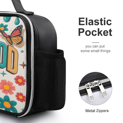 God Is Good All The Time Christian PU Leak-proof Lunch Bag with Detachable Buckled Handle