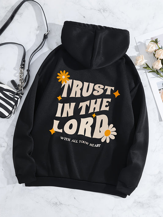 Trust In The Lord With All Your Heart Women's Christian Pullover Hooded Sweatshirt claimedbygoddesigns