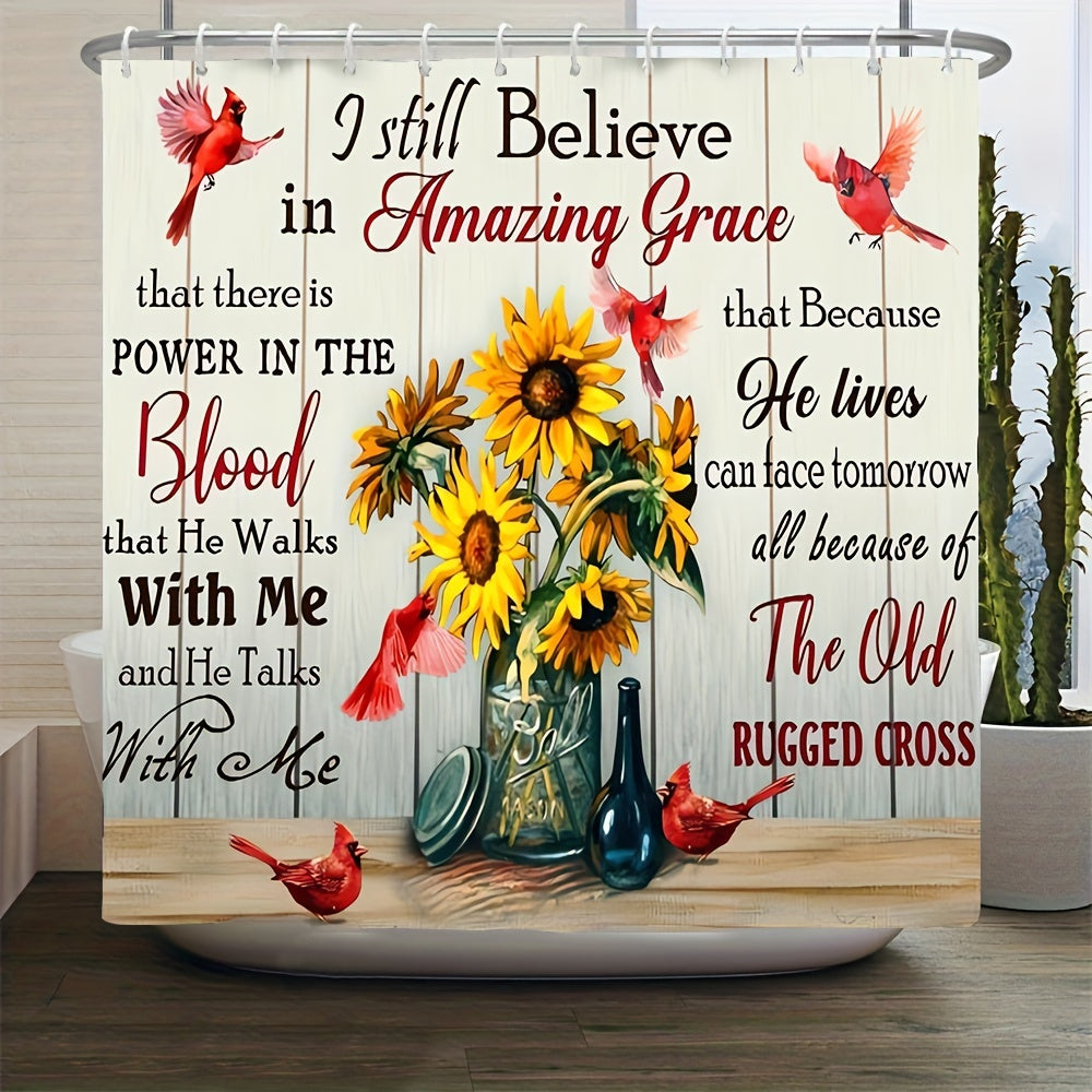 I Still Believe In Amazing Grace (sunflower) Christian Shower Curtain or Set 70.9inch X 70.9inch claimedbygoddesigns