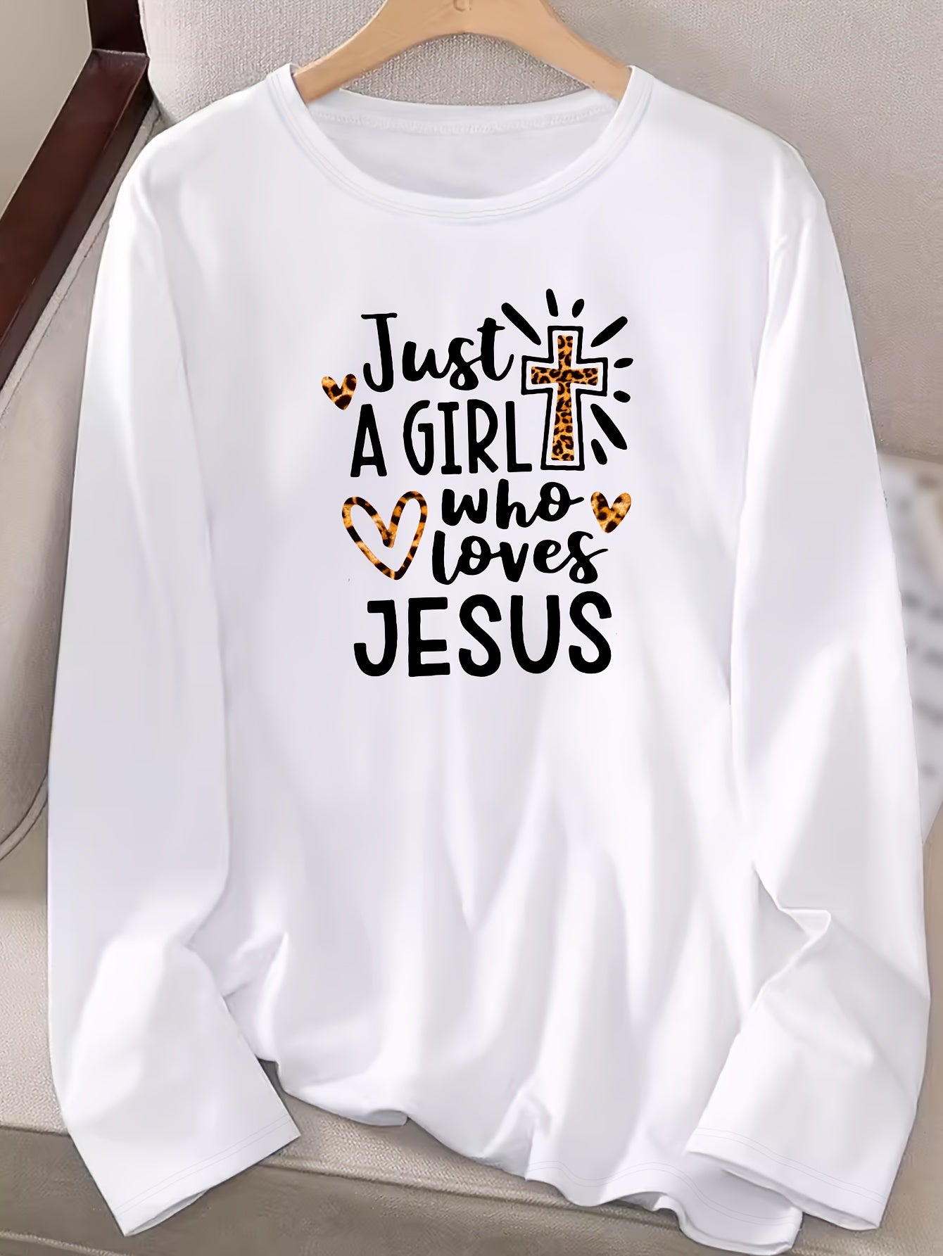 Just A Girl Who Loves Jesus Women's Christian Pullover Sweatshirt claimedbygoddesigns