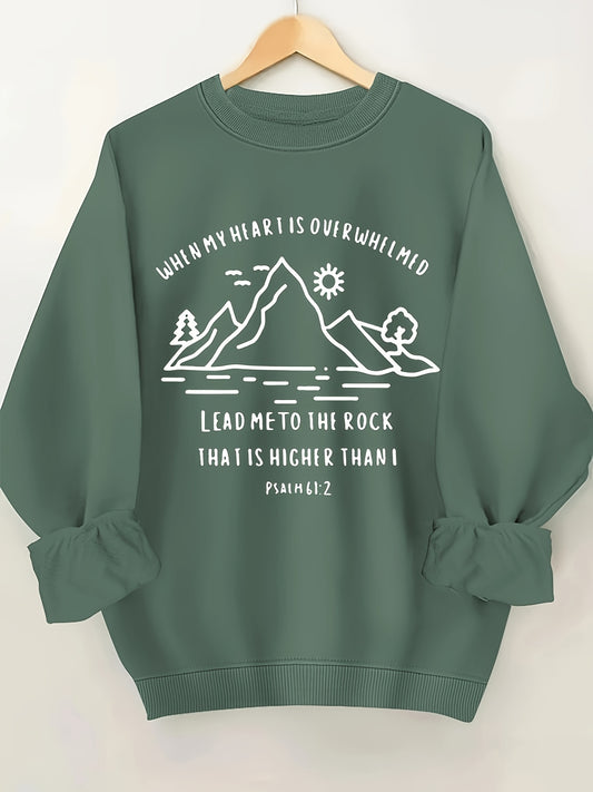 Lead Me To The Rock That Is Higher Than I Plus Size Women's Christian Pullover Sweatshirt claimedbygoddesigns