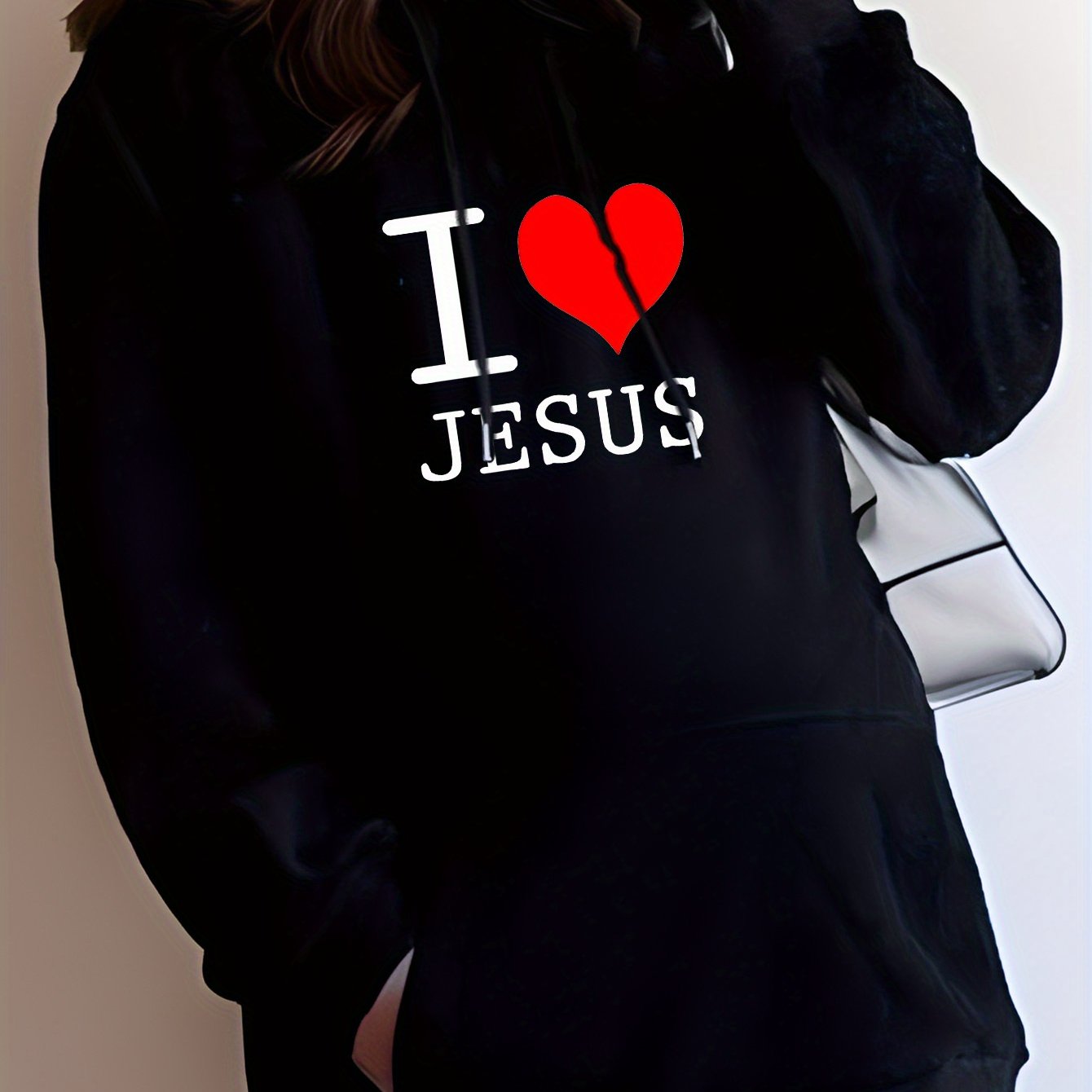 I Love Jesus Women's Christian Maternity Pullover Hooded Sweatshirt claimedbygoddesigns