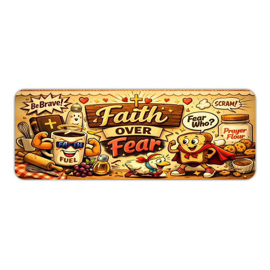 Faith Over Fear Fun Christian Kitchen Mat