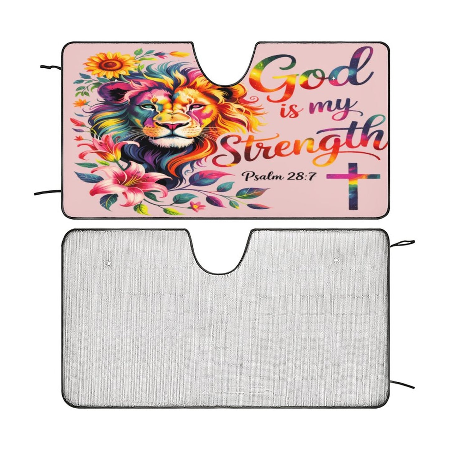 He Is My Strength Christian Car SunShade - ClaimedbyGodDesigns