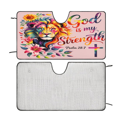 He Is My Strength Christian Car SunShade - ClaimedbyGodDesigns