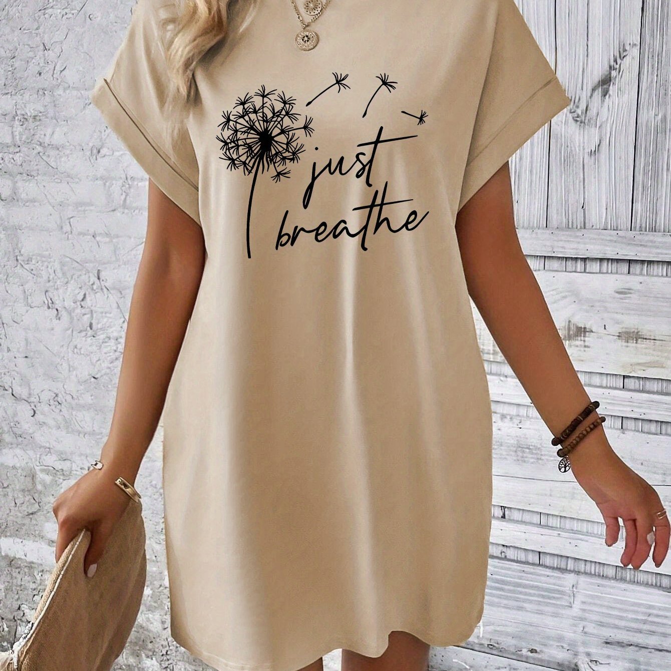 Just Breathe Women's Christian T-shirt Casual Dresses claimedbygoddesigns