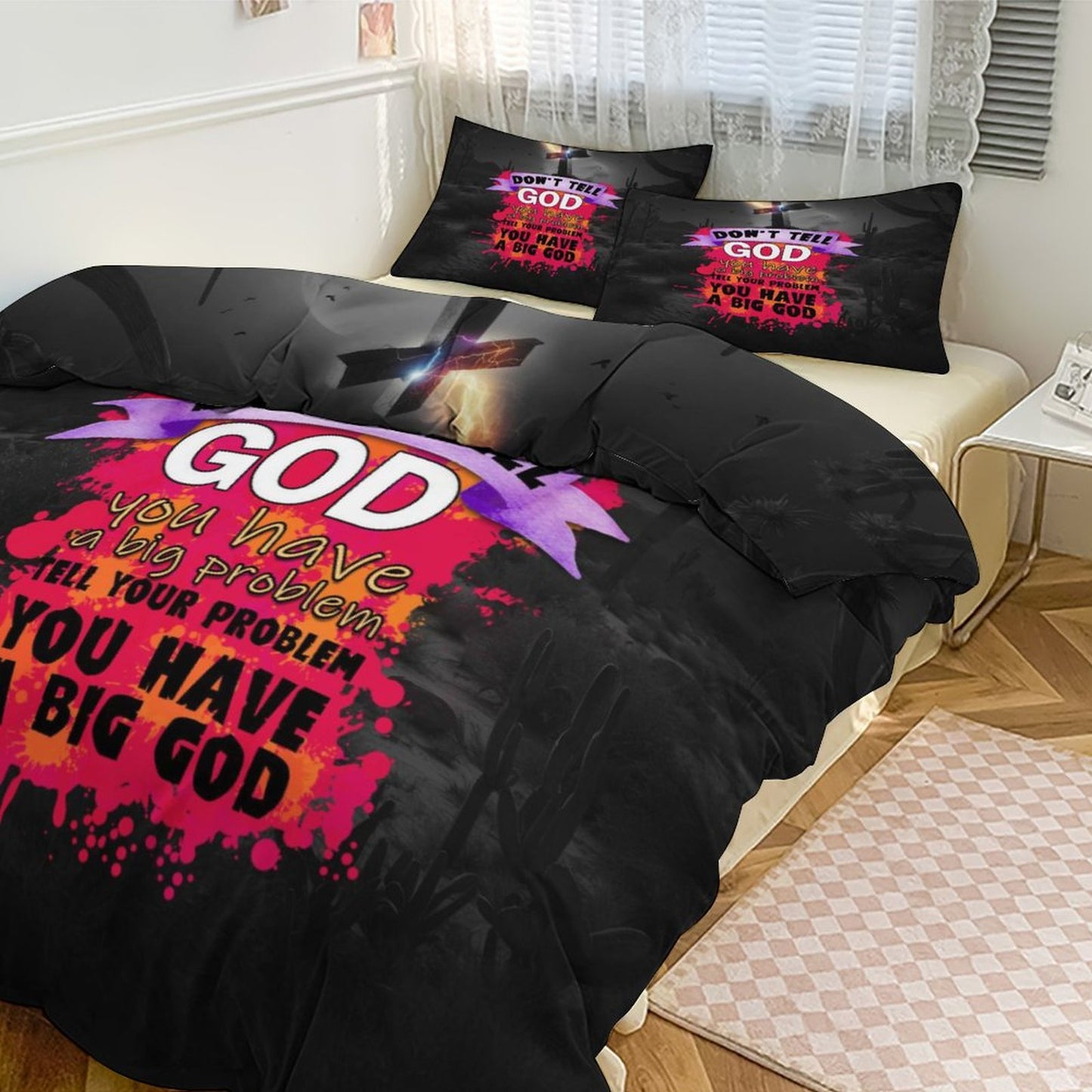 Tell Your Problem You Have A Big God 3-Piece Christian Comforter Bedding Set-86"×70"/ 218×177cm SALE-Personal Design