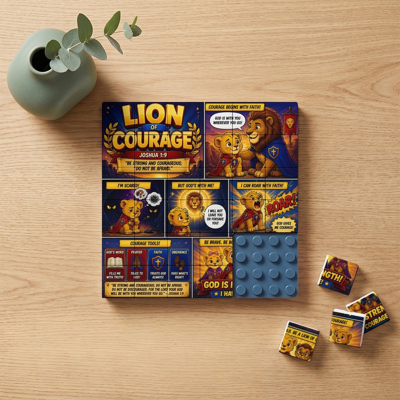 Lion of Courage – Building Block Puzzle Ornament - ClaimedbyGodDesigns
