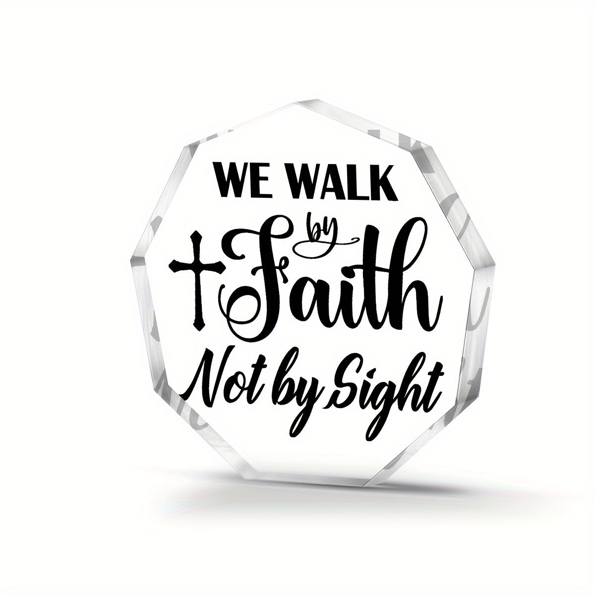 We Walk By Faith Not By Sight Acrylic Glass Ornament Christian Gift Idea claimedbygoddesigns