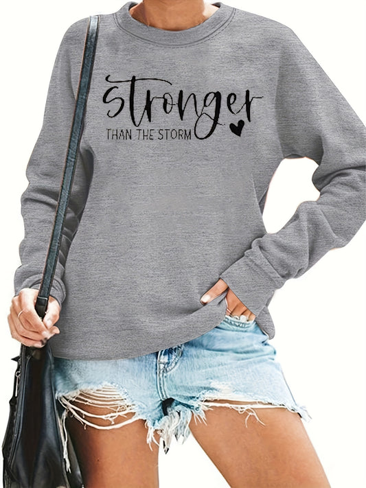 Stronger  Than The Storm Women's Christian Pullover Sweatshirt claimedbygoddesigns