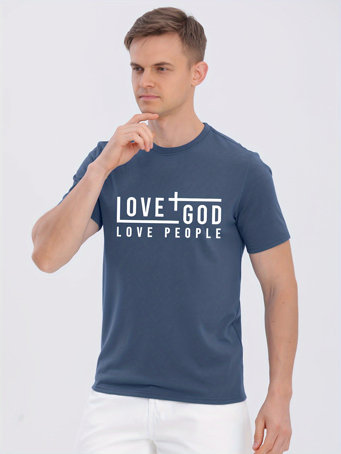 LOVE GOD LOVE PEOPLE Men's Christian T-shirt claimedbygoddesigns