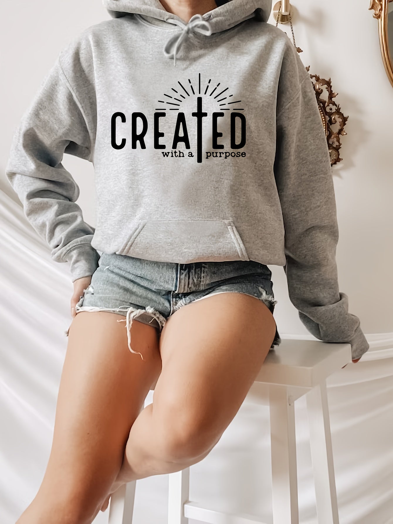 Created With A Purpose Women's Christian Pullover Hooded Sweatshirt claimedbygoddesigns