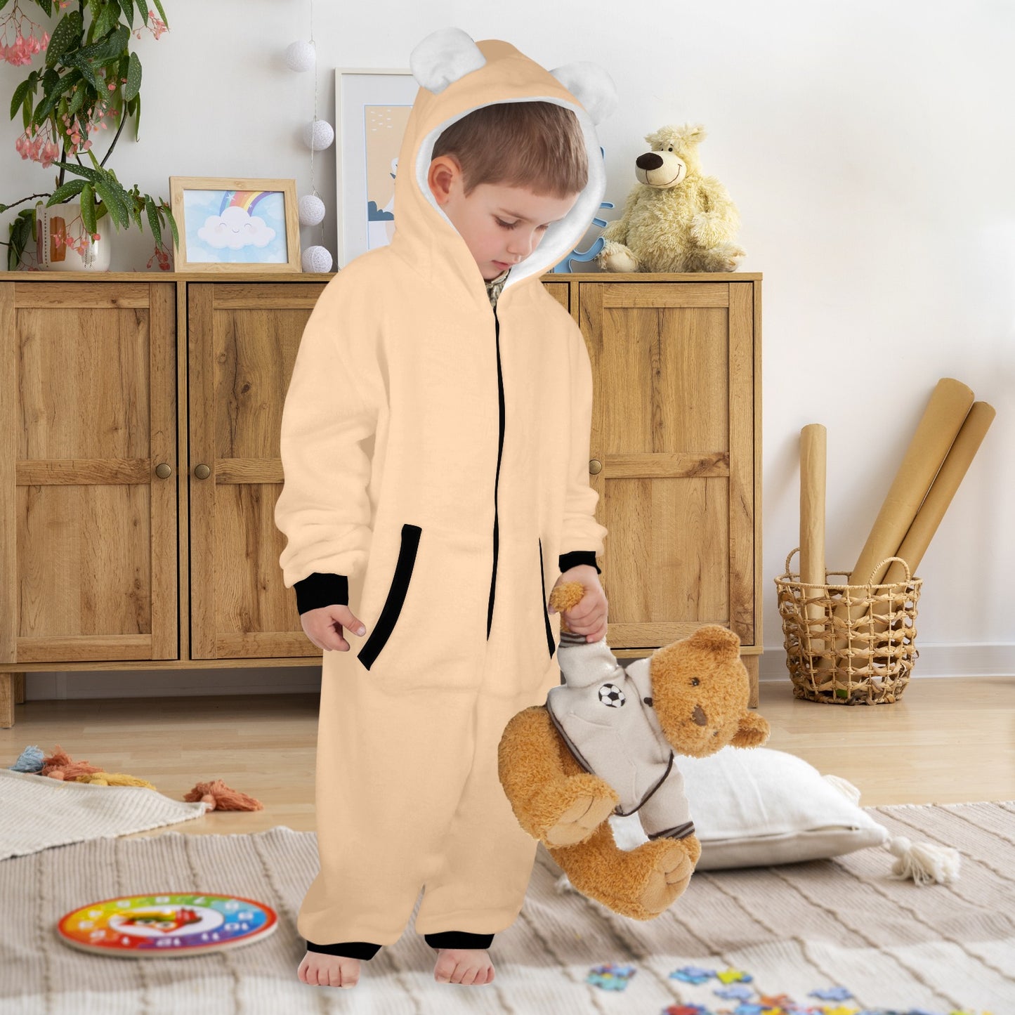 Berry Blessed One-Piece Zip up Hooded Christian Pajamas for Little Kids (toddler)